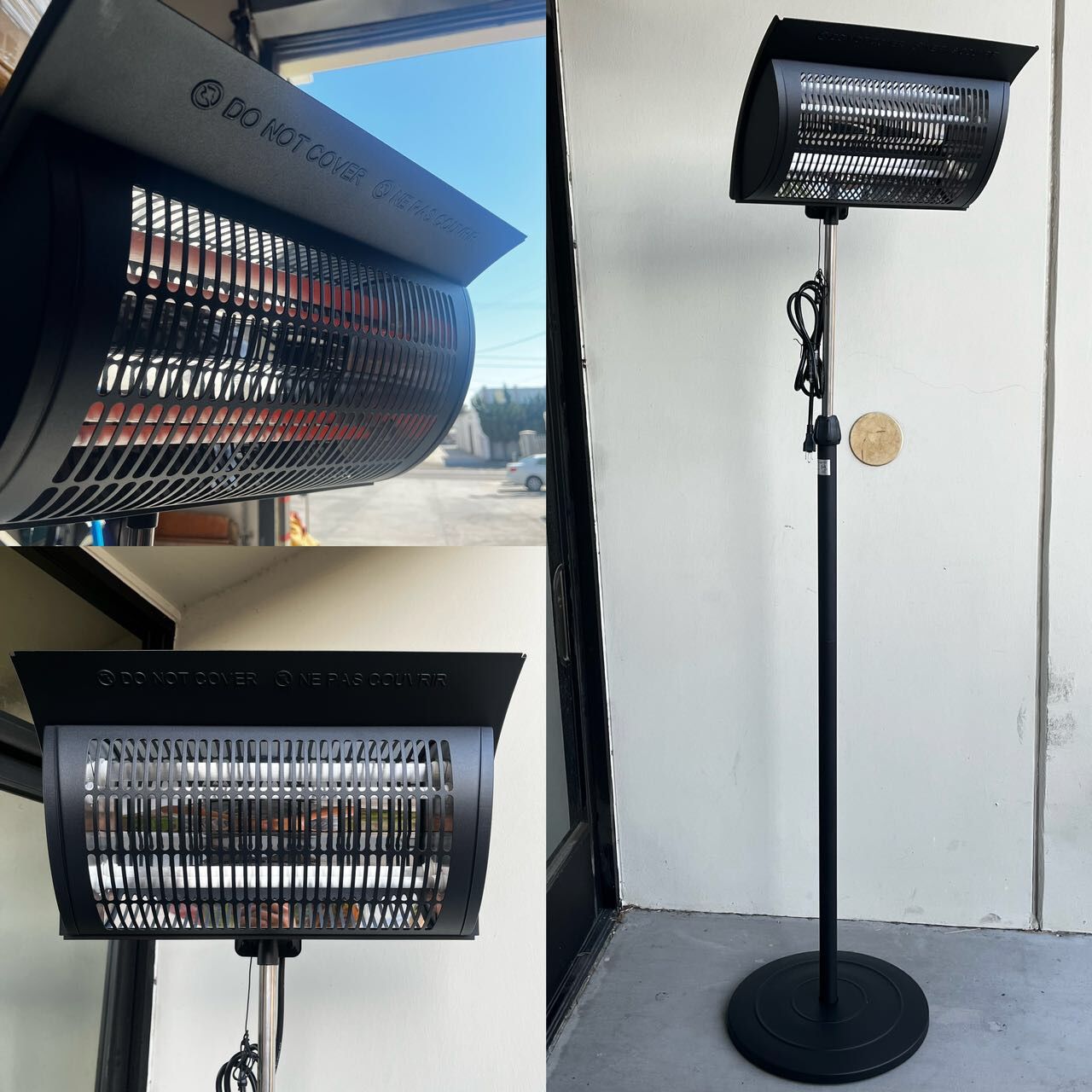 New In Box Electric Standing Indoor Outdoor Patio Deck Heater Heat Lamp