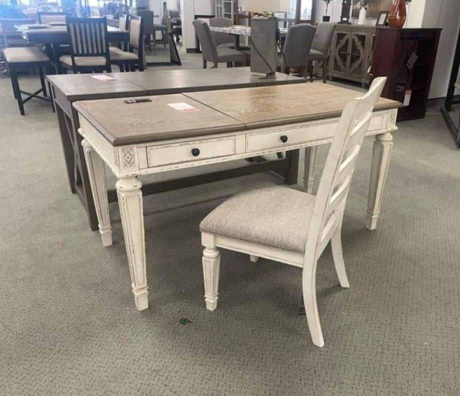 Realyn White/Brown Home Office Lift Top Desk