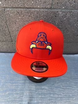 New Era 9Fifty Snapback Orange Chicago Bulls Hat, Upside Down Logo Hard