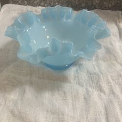 Vintage blue art glass bowl