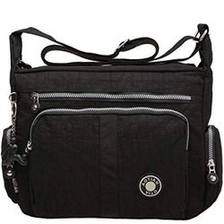 Casual Crossbody Bag Waterproof Nylon Shoulder messenger Bag (black)