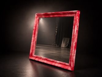 Large Red Framed Wall Mirror