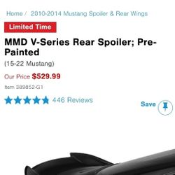Mmd V-series Rear Spoiler Pre Painted Shadow Black 