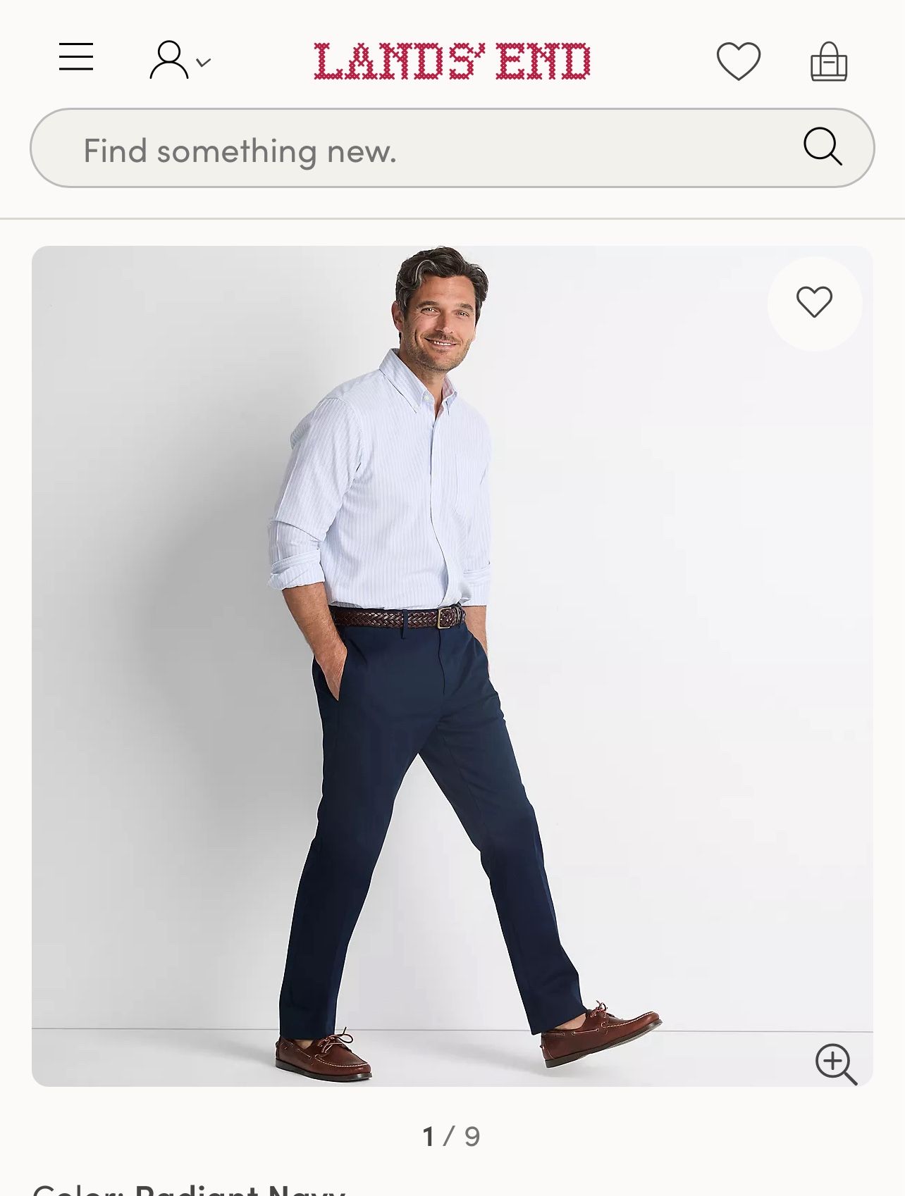 Lands’ End Men’s Navy Non-Iron Chino Pants- New! Unopened!