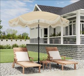 8.5' Outdoor Fringe Market Umbrella