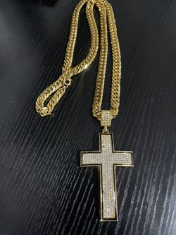 Gold And Diamond Cross Chain 