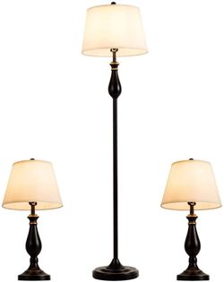 3-Piece Modern Table and Floor Lamp Set