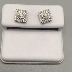 Original 925 Sterling Silver With Moissanite Diamond Earrings 