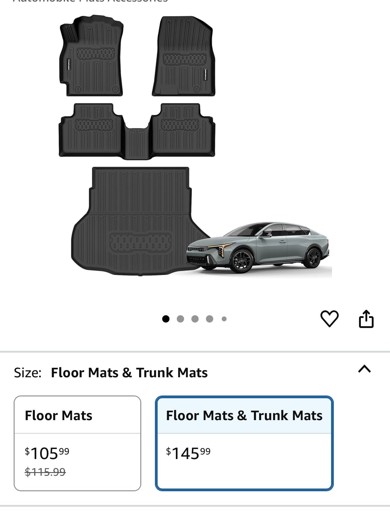 Floor Mats for 2025 Kia K4 Upgrade Trunk Mat All Weather Floor Liners TPE Rubber Cargo Liner Fit for 2025 Kia K4 Anti-Slip Full Set