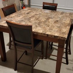 Stone Top Dining Table W/ Matching Chairs