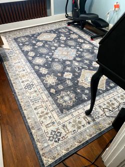 Navy blue 6.5 by 9 feet area rug medallion Persian