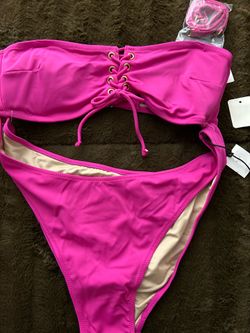 Pink bikini with removable straps