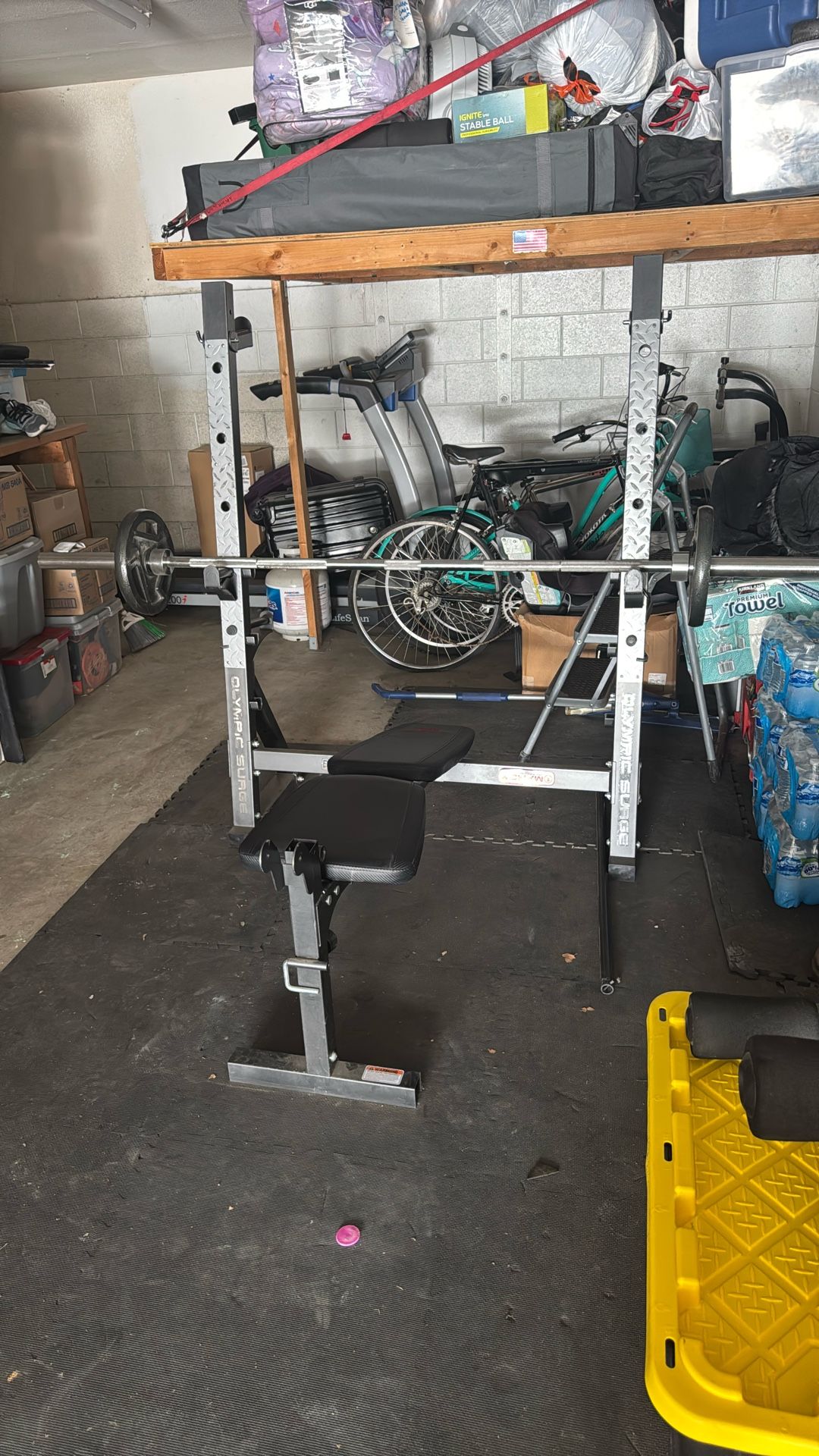 Bench And Olympic Bar With Weights