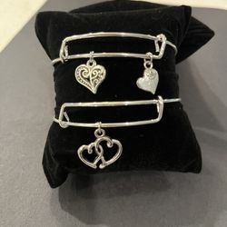 2 Bangles Bracelets W/Charms