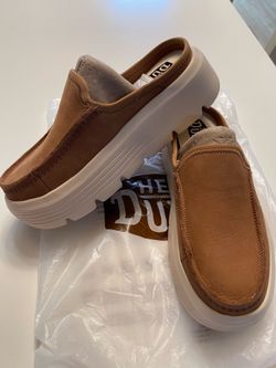 Hey dudes Austin Edge leather platform slides