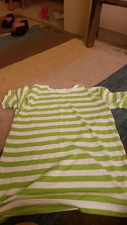 Green and white stripe shirt