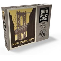 MyPuzzle New York City: Manhattan Bridge, Vintage Poster - Premium 500 Piece Jigsaw Puzzle for Adults