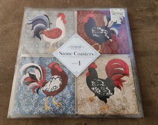 4 new rooster coasters