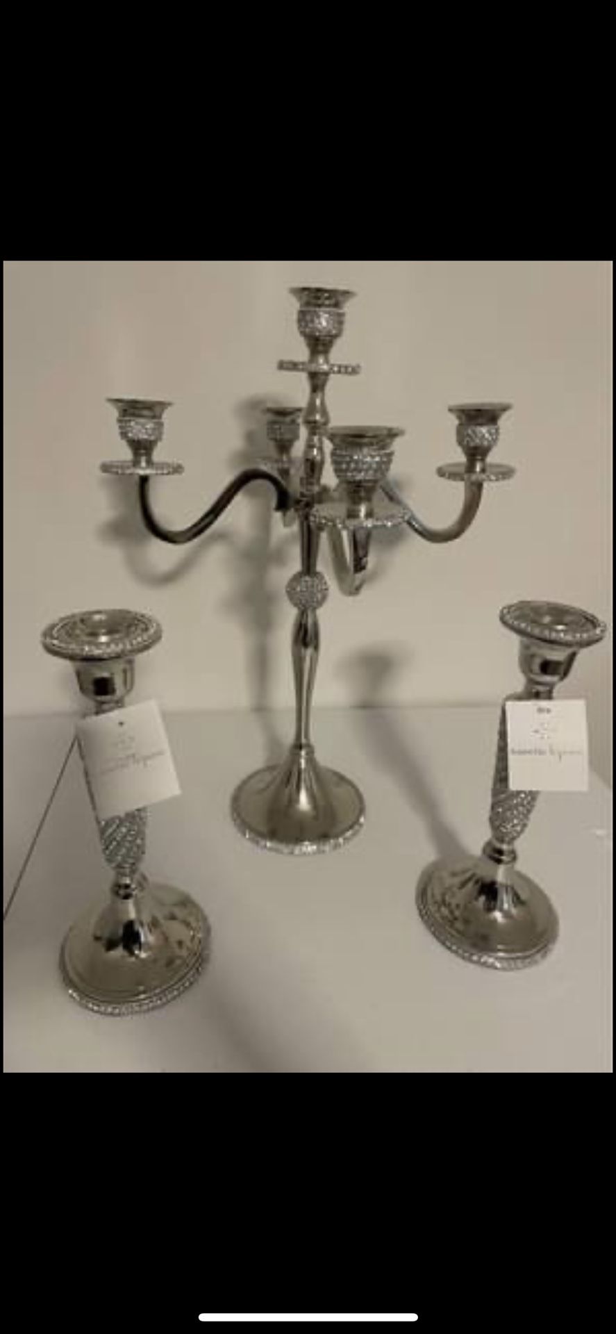 Silver Candle Stand Set