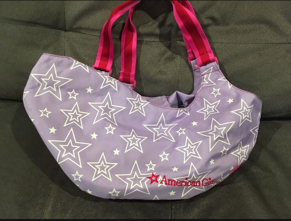 American Girl Tote bag for two dolls - purple with stars