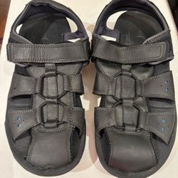 Rockport adiprene Adidas sandals size 10.5 black leather and velcro 