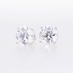 Pair of IGI Certified Diamond Earrings 14k White Gold 4 Prong Setting w/screw backs 2 carats