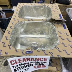 Top Mount Double Bowl Kitchen Sink 33" x 22"