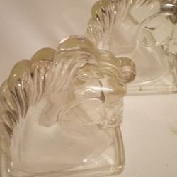 Glass Horse Head Bookends
