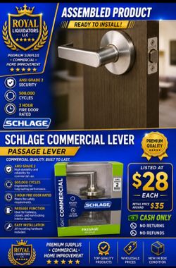 Schlage Commercial Passage Door Lever – Satin Stainless Steel – NEW