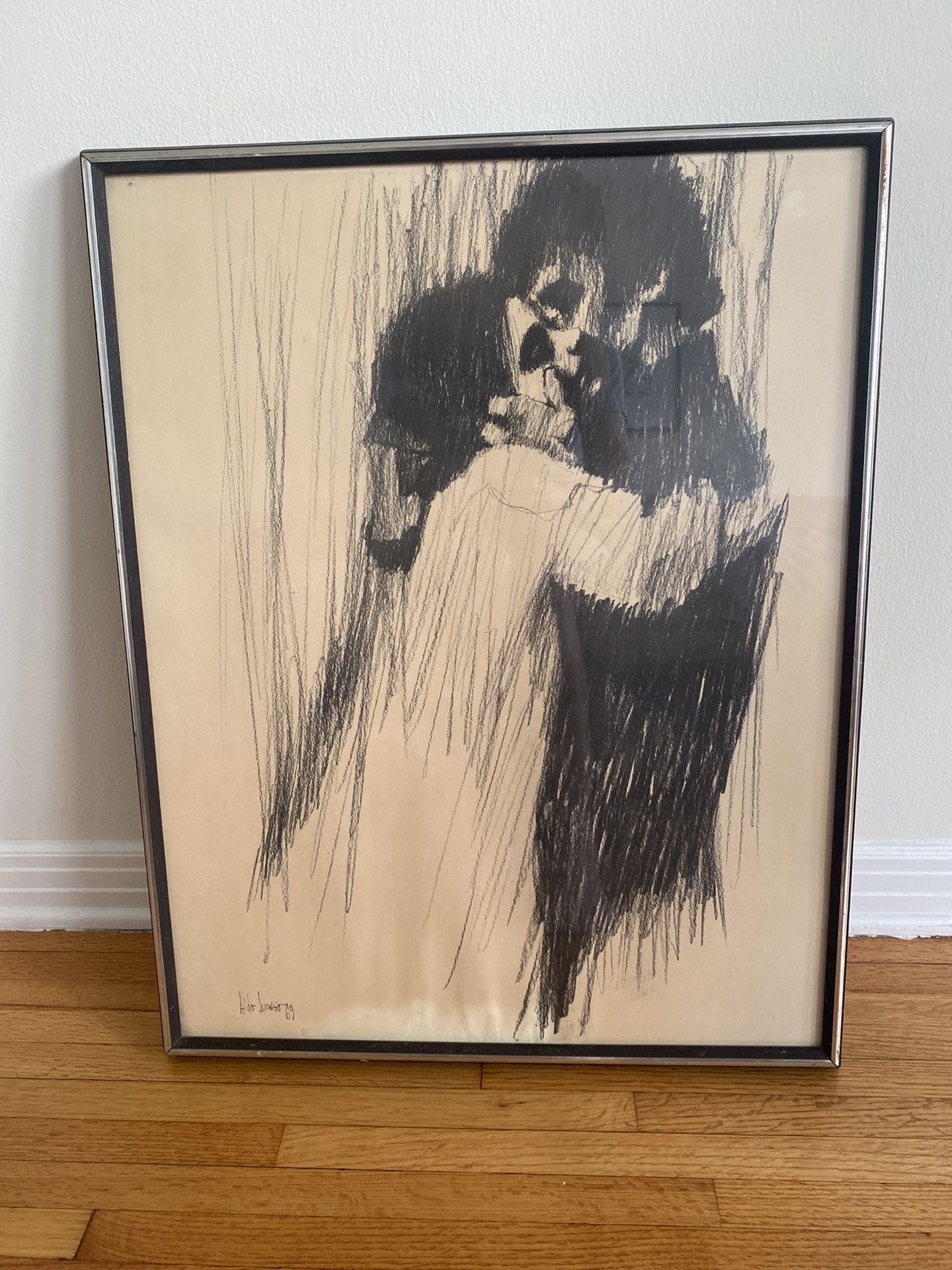 Aldo Luongo 1969 “Young Lovers” Framed Charcoal Print