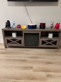 Farmhouse TV Stand with Electric Fireplace