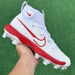NIKE ALPHA HUARACHE NXT TPU “WHITE / RED” MOULDED BASEBALL CLEATS (Size 9, Men’s)