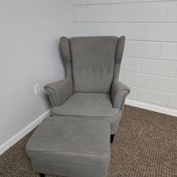 Gray Arm Chair And Ottoman