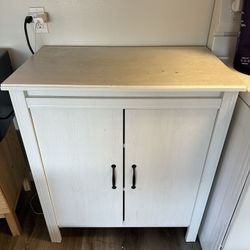 White Wood Storage Cabinet w/ Shelves