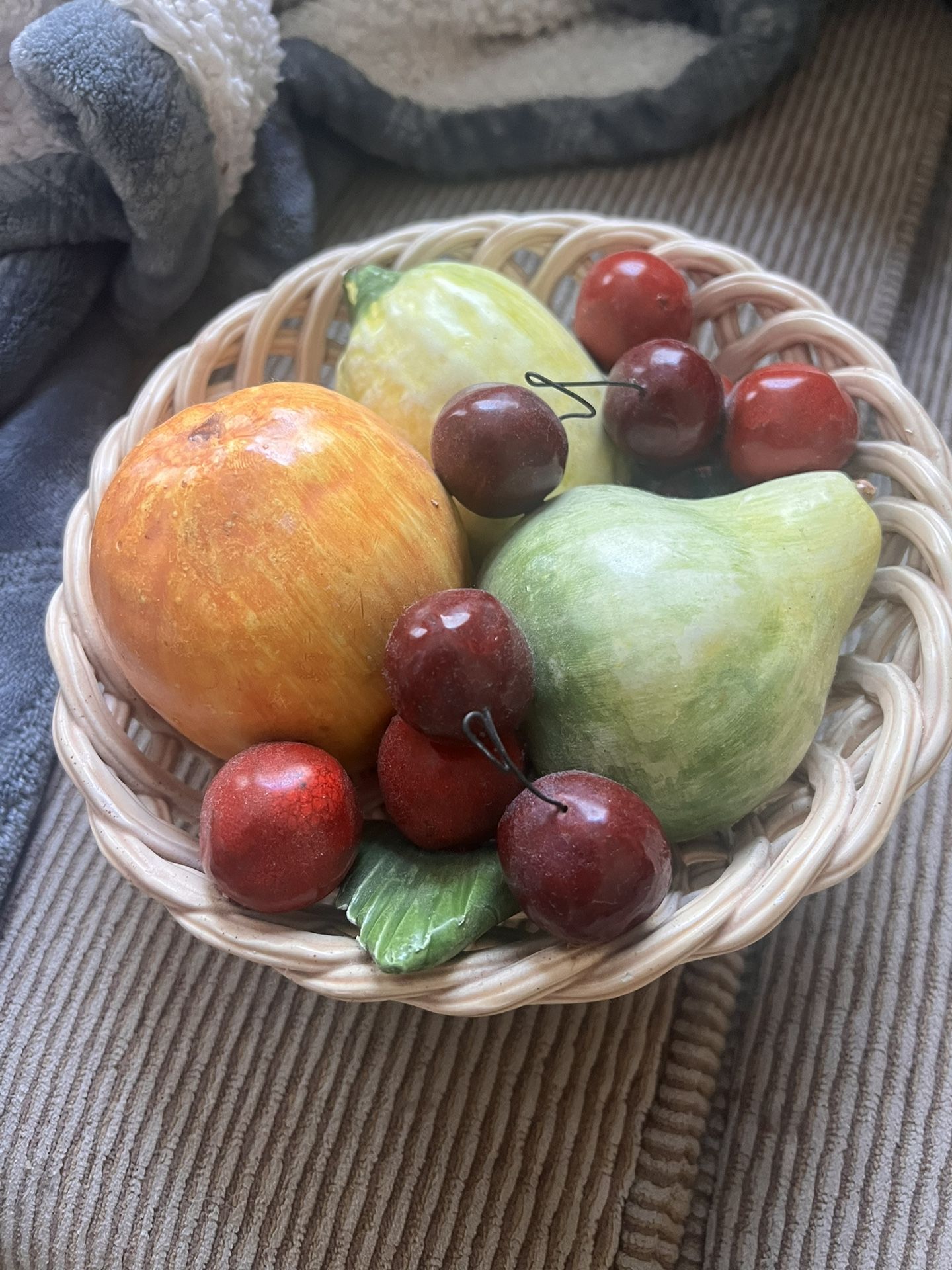 Ceramic Bowl Of Painted Fruit
