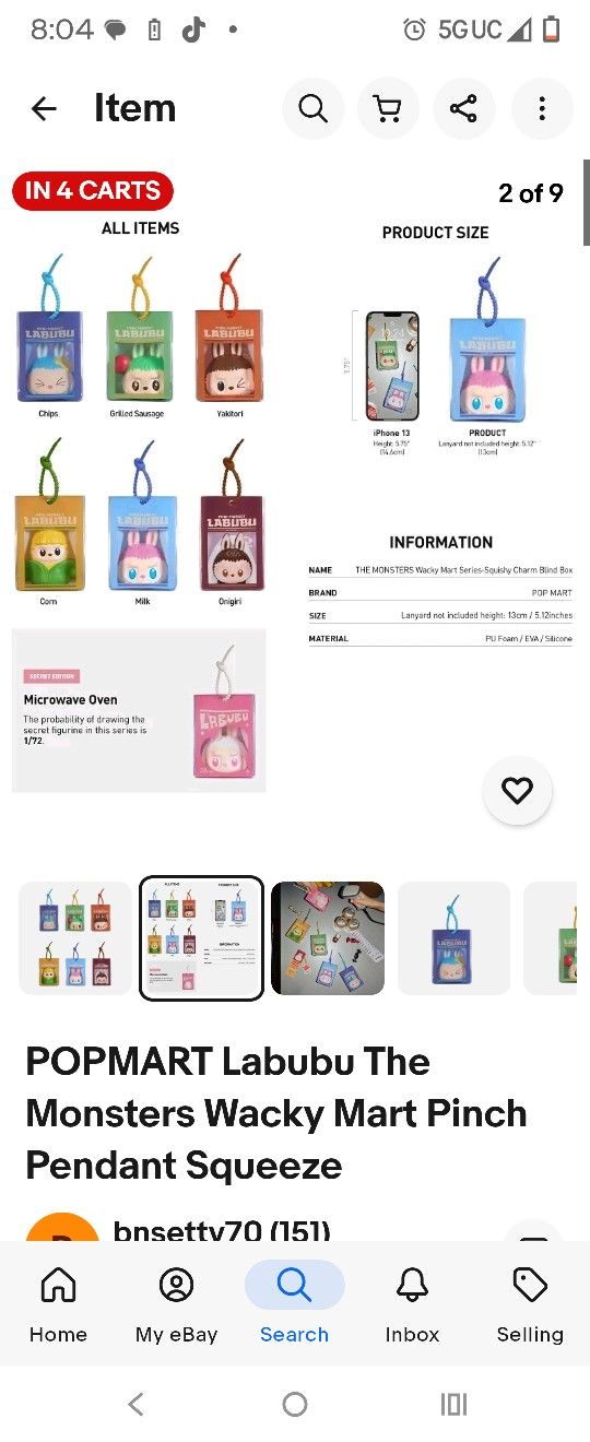 POPMART Labubu The Monsters Wacky Mart Squishy Pendant