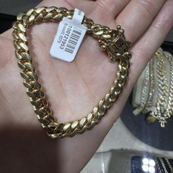 14k yg Solid Miami Cuban Bracelet 