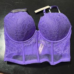 Purple Victoria Secret Corset Push Up Bra Size 34DD
