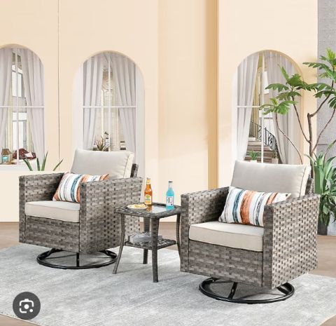 Bistro Set 3-piece Patio Swivel Rocking Chairs Brand New Patio Chair Set Swivel Rocking Chairs Patio Brand New In The Box, 🆕🚚🛺🆕🆕