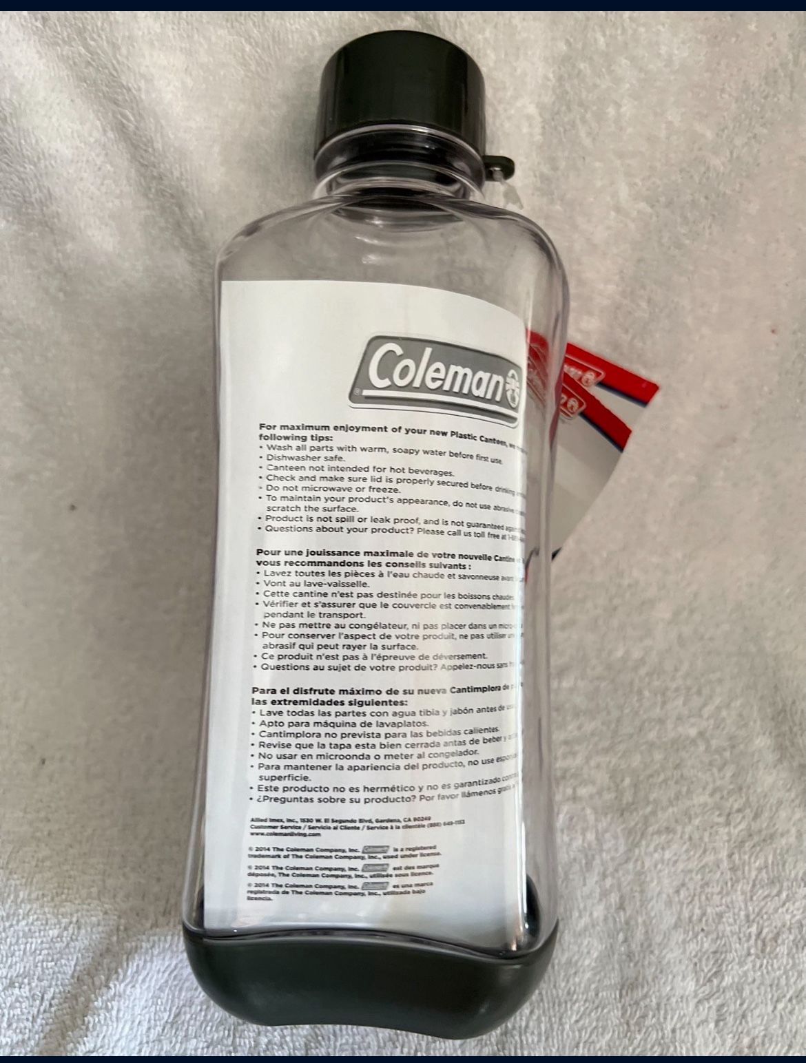 Canteen Coleman Plastic BPA-Free 30 oz New