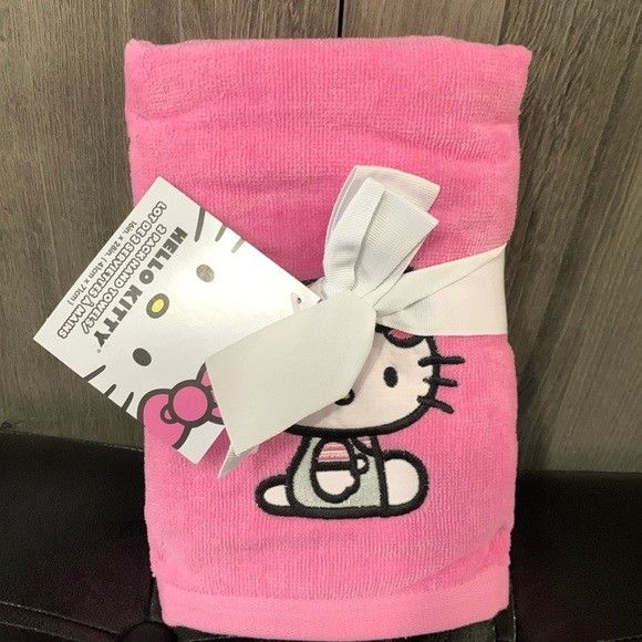 Hello Kitty Sitting On Pastel Pink Cotton Hand Towels Pack Of 2