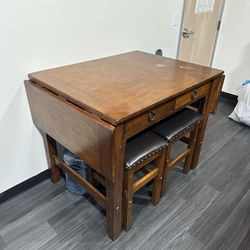 Wood Table with Stools