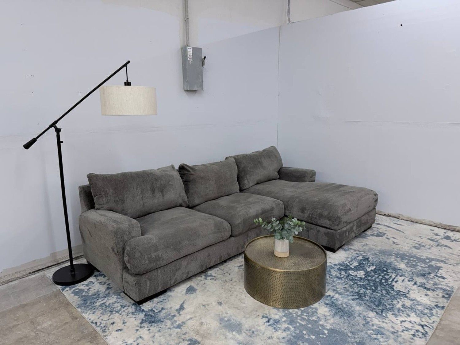 Ashley 2-Piece Gray Sectional Couch with Right Facing Lounge