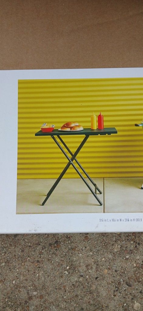 Steel Rectangle Multi-tier Folding Portable Side Table,