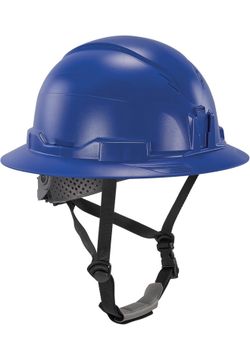 Ergodyne Skullerz 8963 Full Brim Safety Helmet, Type 2 Class E Hard Hat with Chin Strap, ANSI/ISEA Z89.1-2014, 6 Point Suspension  Color: Blue  Brand 