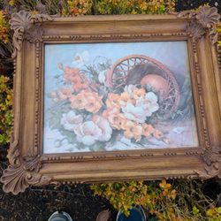 Ornate Vintage Sirocco Frame Basket Flowers MCM boho Shabbychic cottage core Farmhouse