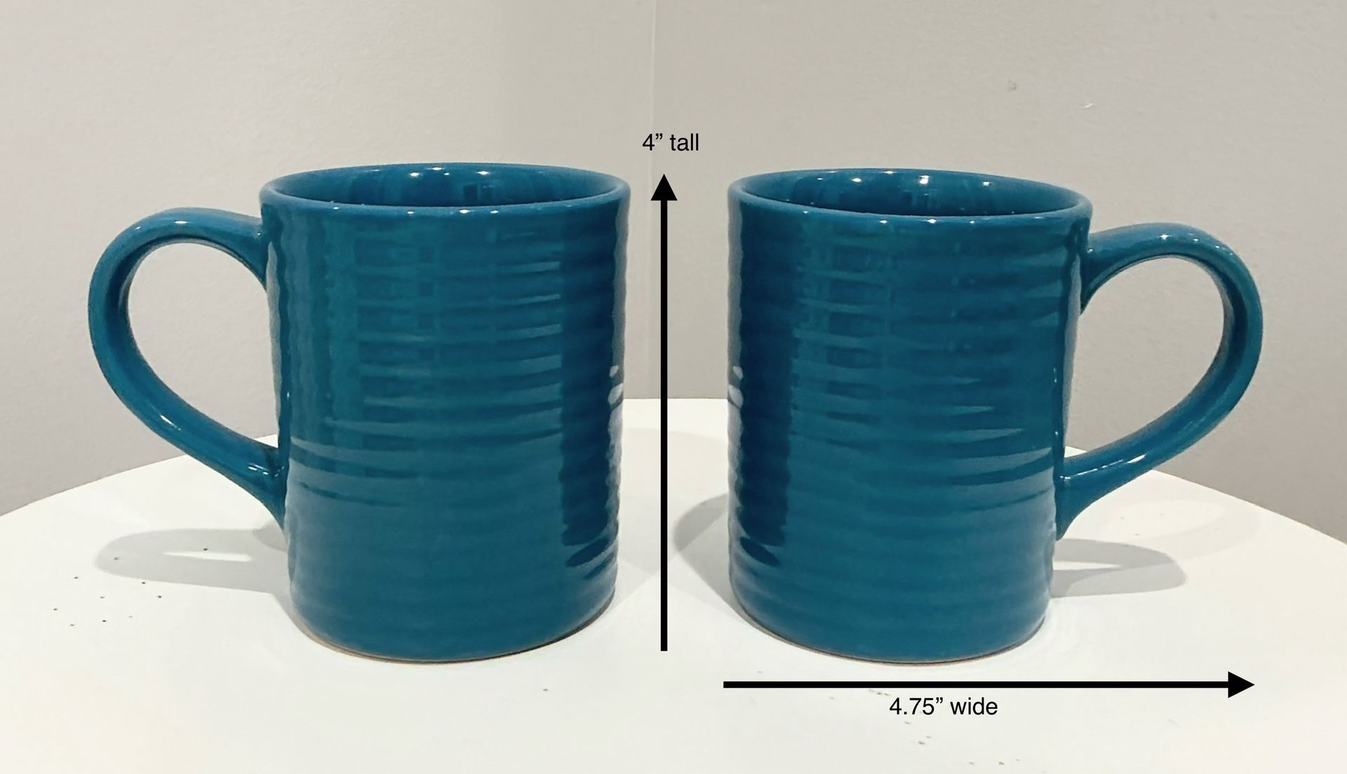 Pair of Royal Norfolk Turquoise Stoneware Ribbed Cups