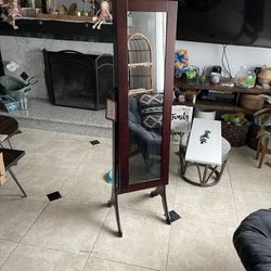 Standing Floor Mirror Jewelry Storage Holder