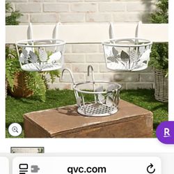 QVC Rail And Deck Plant Hangers Set Of 3 In White