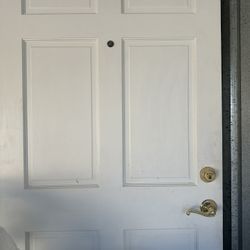 36” Solid Wood 6-Panel Entry Door with Peephole